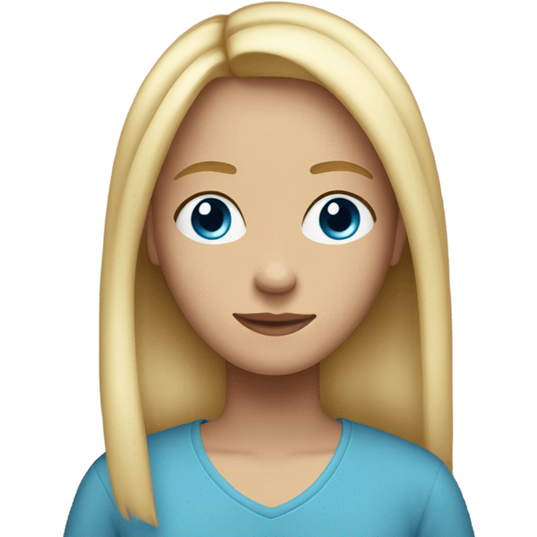 Straight blond hair teen with blue eyes middle part emoji