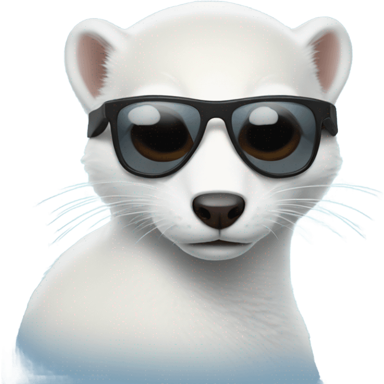 White weasel in the snow with sunglasses  emoji