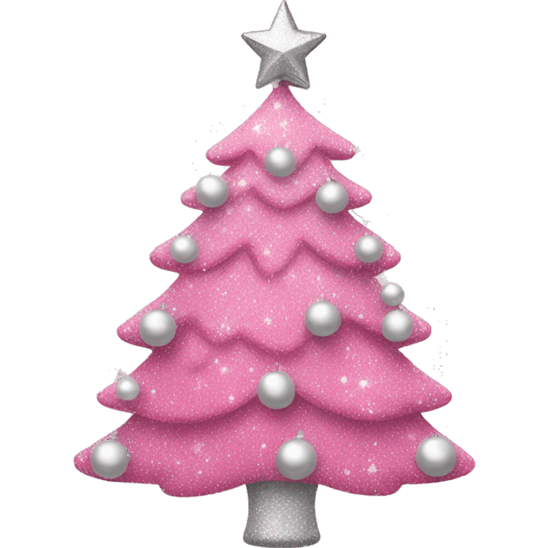 Pink Christmas tree with white and silver sparkly ornament  emoji