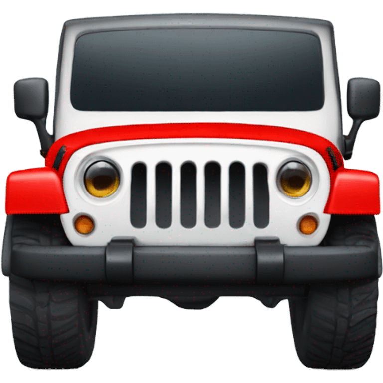 white jeep with big tires & red seats emoji