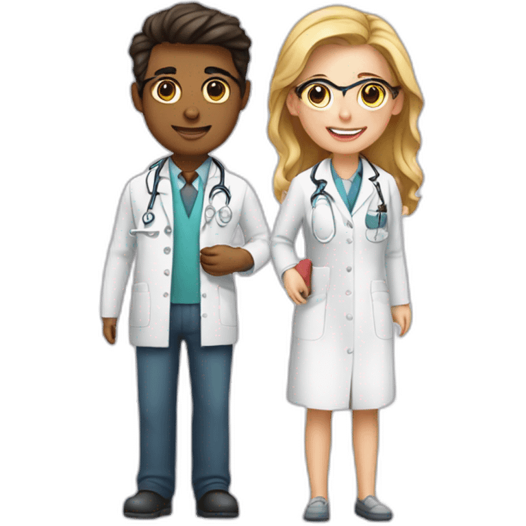 Young Neurologist and gynecologist in love emoji