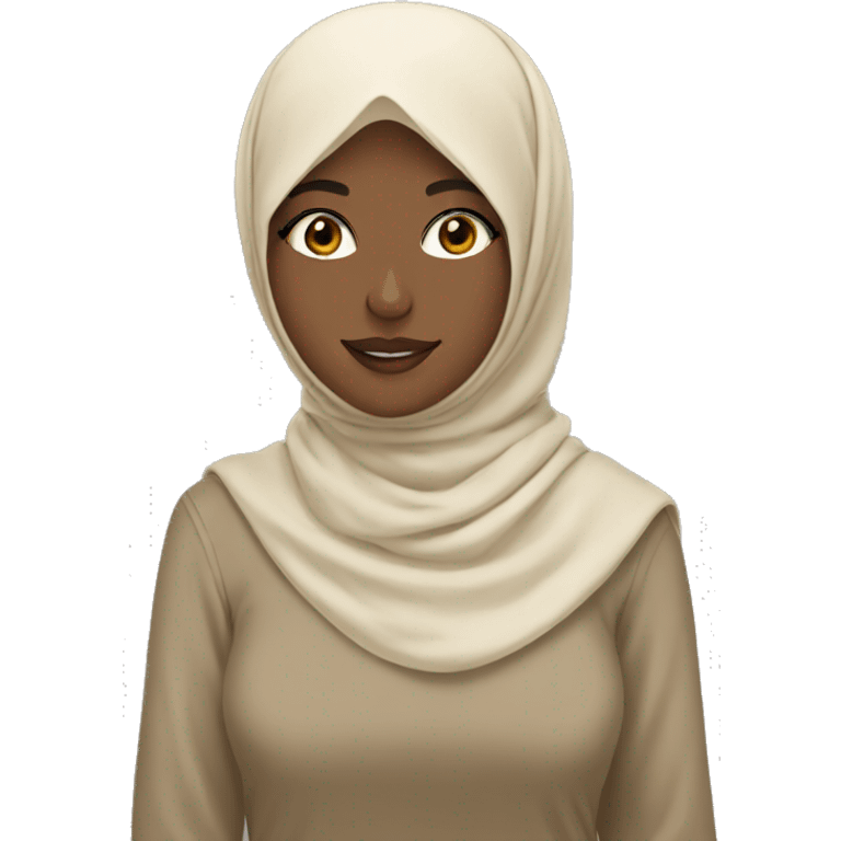 pretty hijab girls wearing beige color emoji