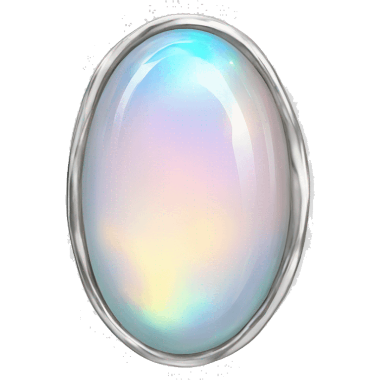 Opal oval gem with silver edge emoji