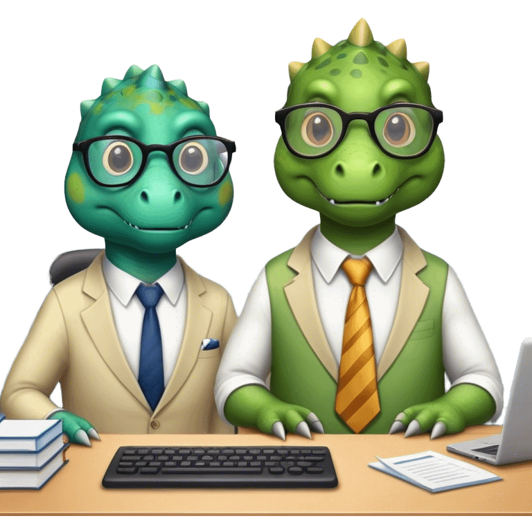 old dinosaurs working in an office emoji