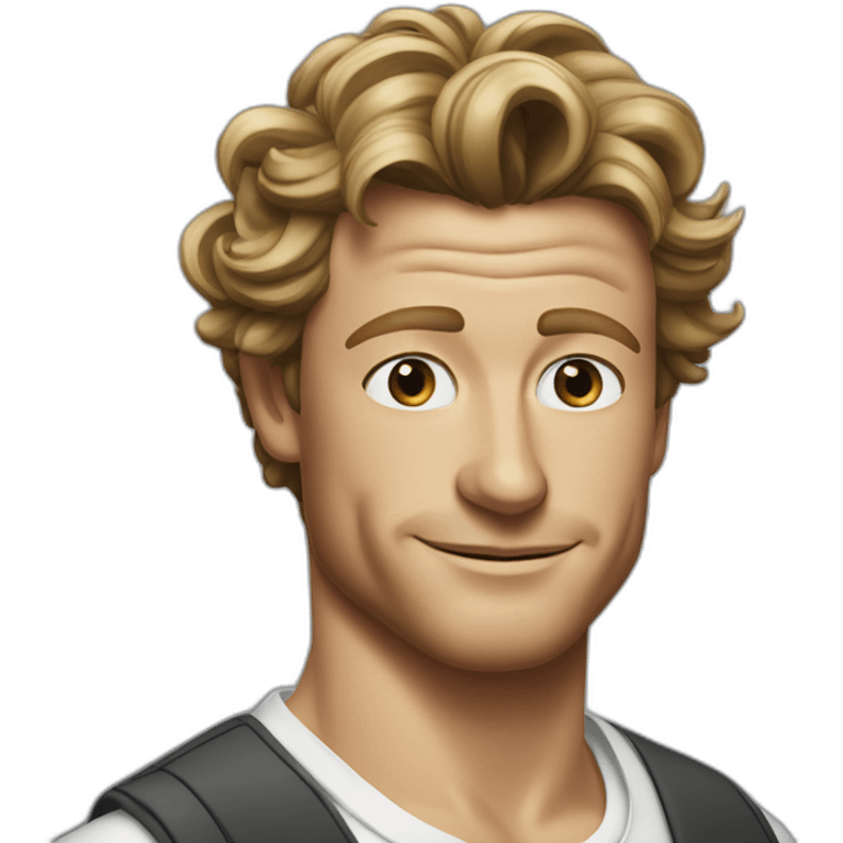 Simon Baker weeding a black girl brown eyes and sblack hair in a bun emoji