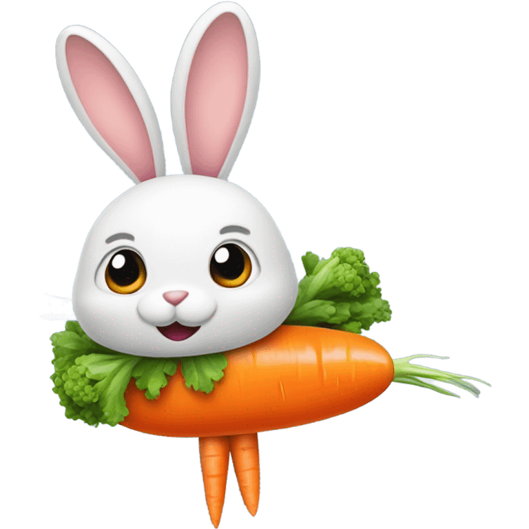 Rabbit flying on a carrot spaceship emoji