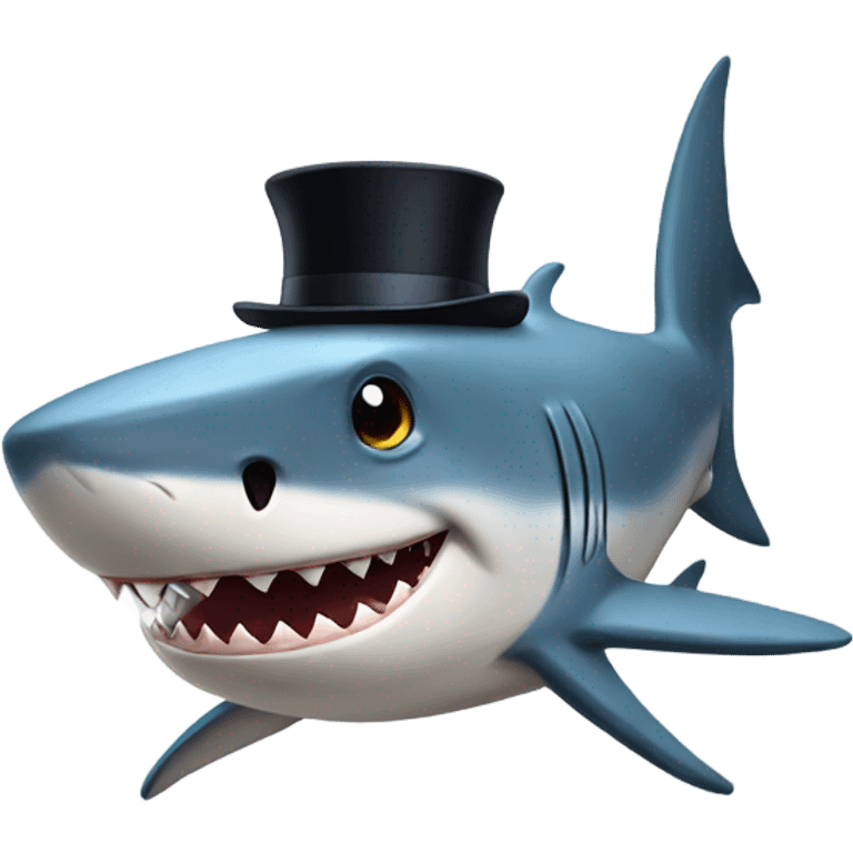 Shark with a top hat emoji