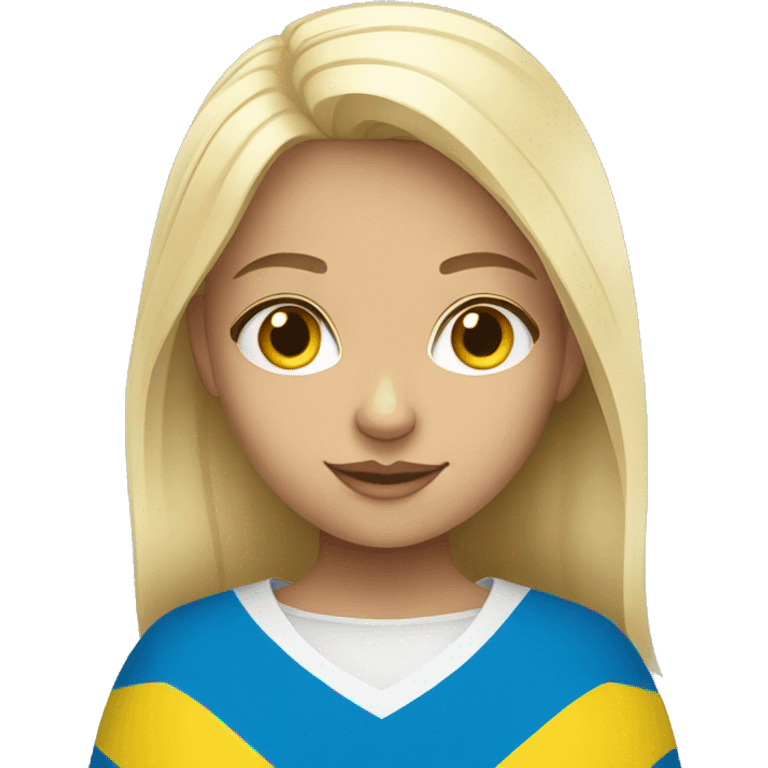 blonde girl with ukrainian flag emoji