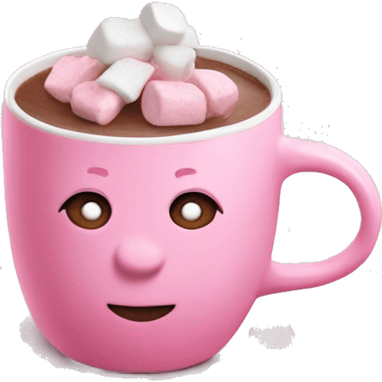 Light￼ pink mug hot chocolate with marshmallows emoji