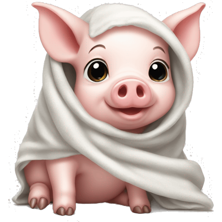 baby pig wearing a white blanket emoji