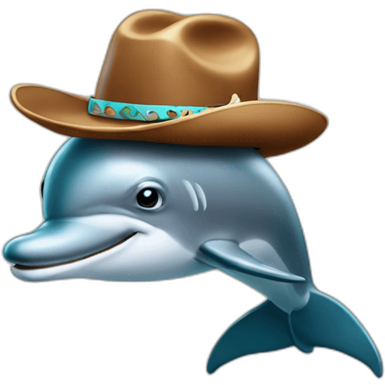 Dolphin with cowboy hat and moustache emoji