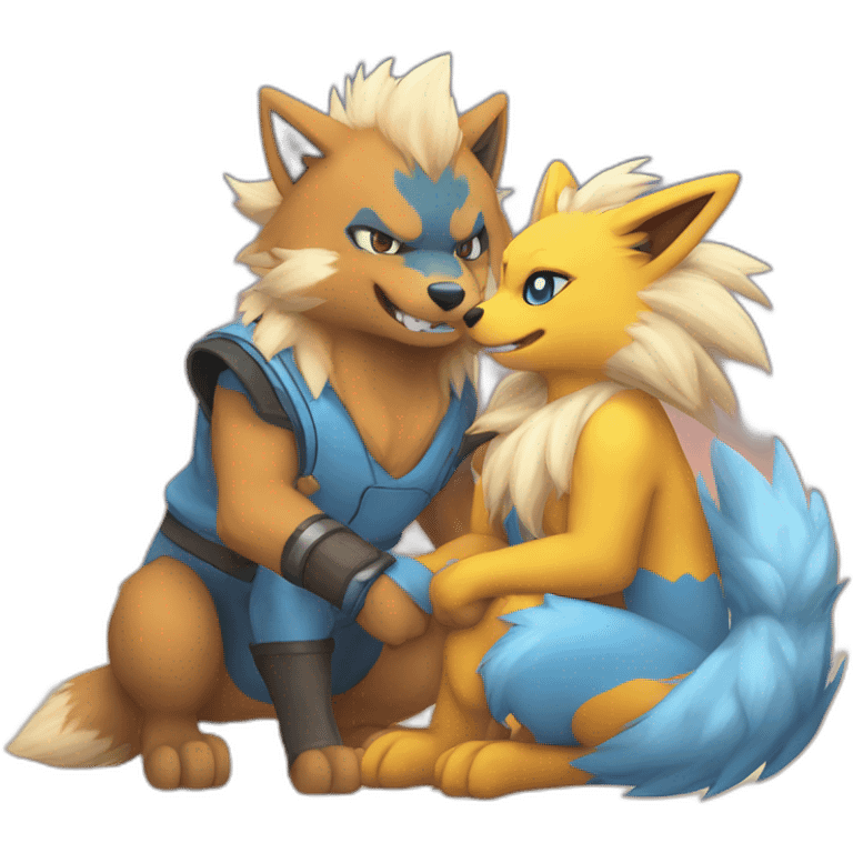 Arcanine and Golduck in love emoji