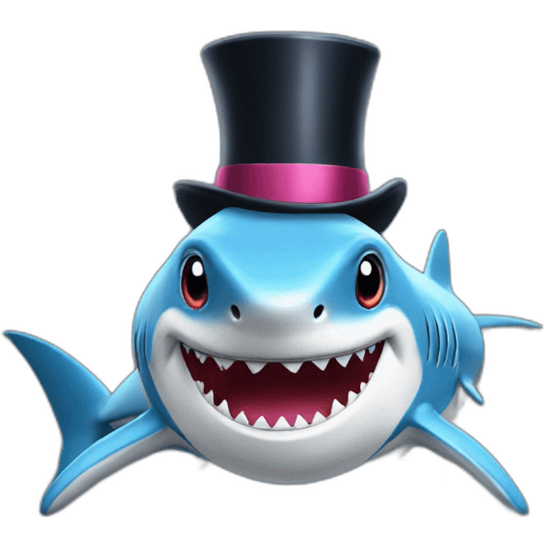 Shark with a top hat emoji