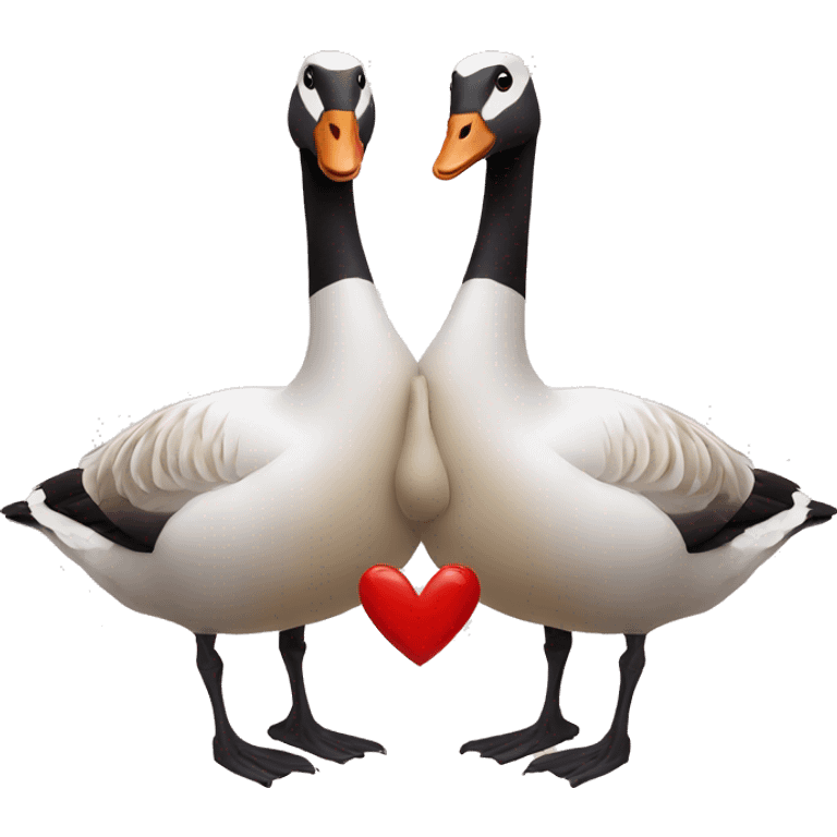 Two geese with a heart emoji