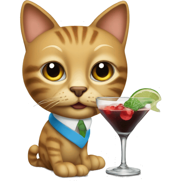 Un chat avec un cocktail  emoji