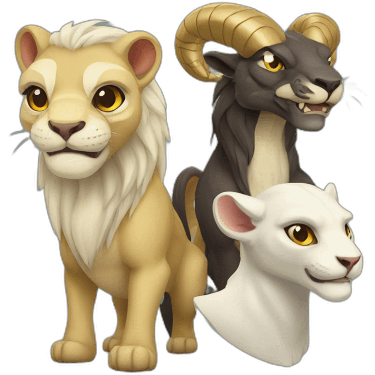 three headed chimera snake lion goat emoji