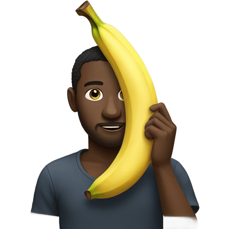 Dark skin man with banana crying emoji