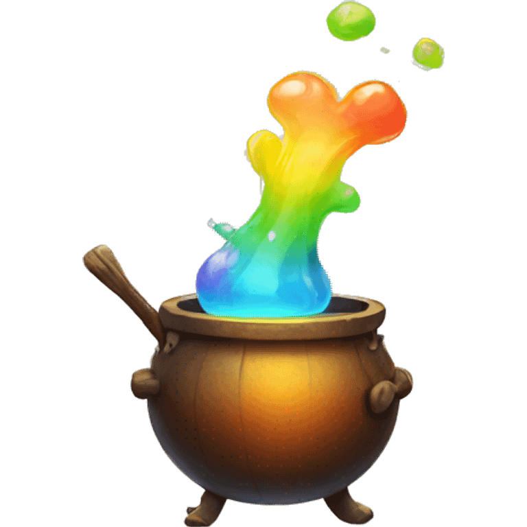 rainbow potion in a cauldron emoji