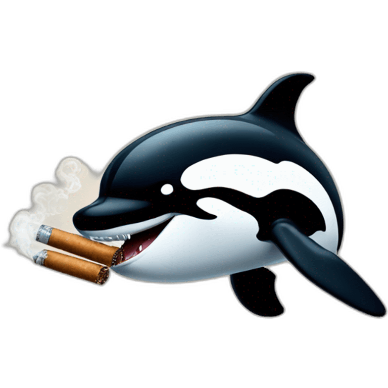 orca face smoking a cigarre in his mouth emoji