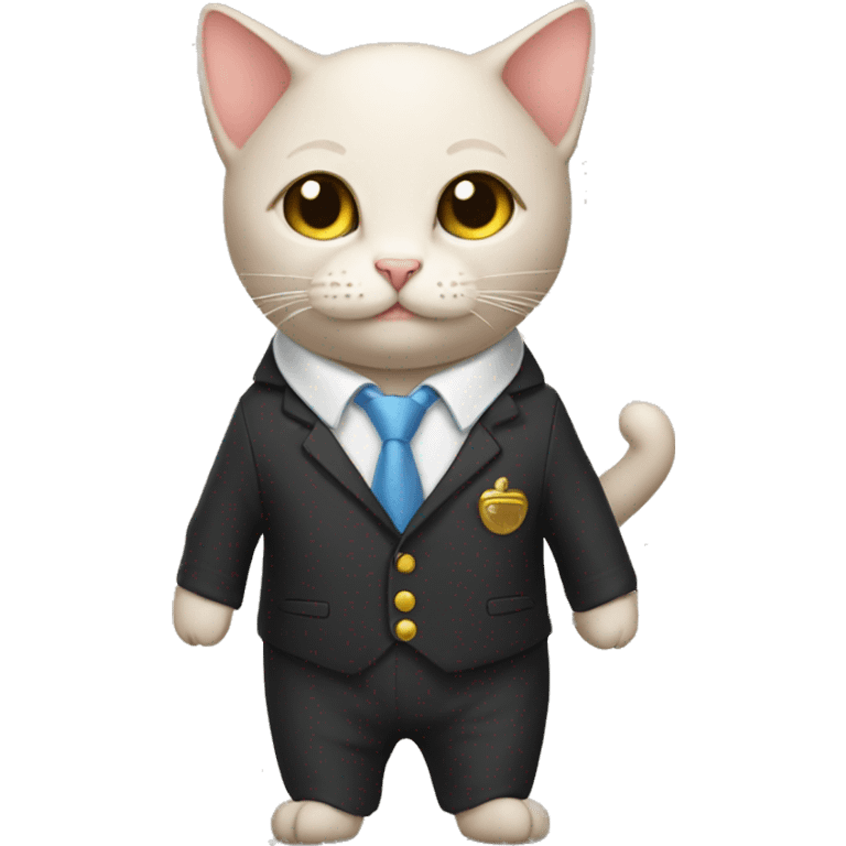 bald cat in a New Year's suit emoji