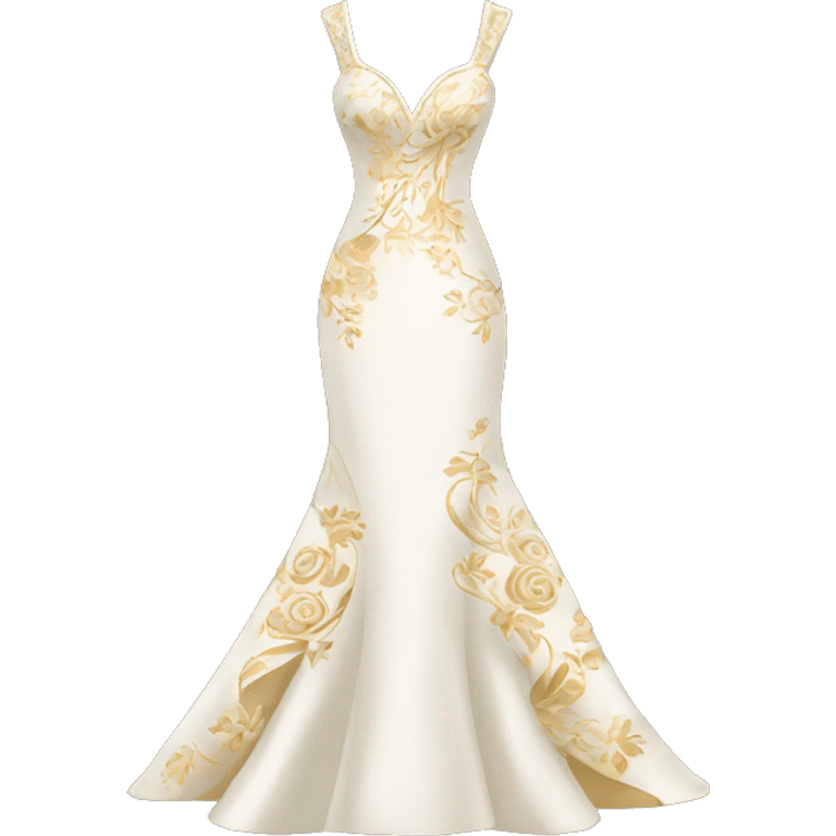 White and gold wedding dress with floral pattern on it  emoji