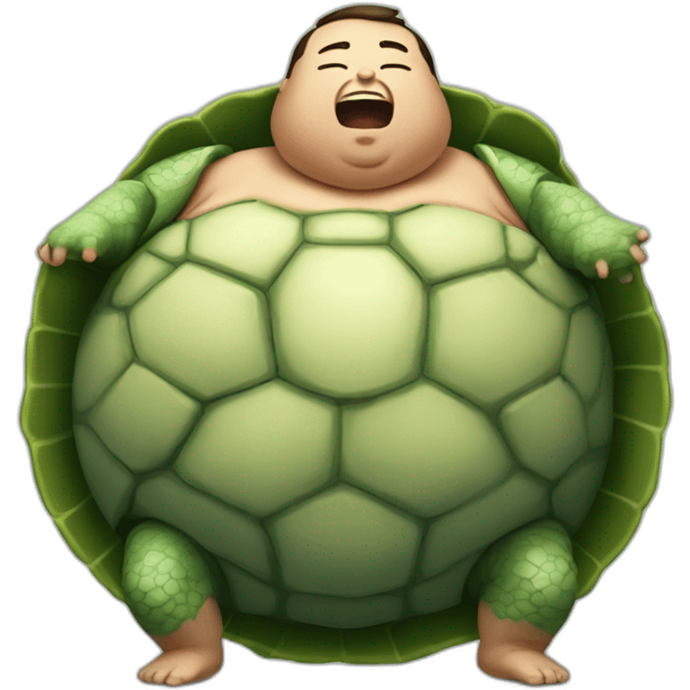 fat boy with a turtle shell on his back laying on his back furiously screaming emoji