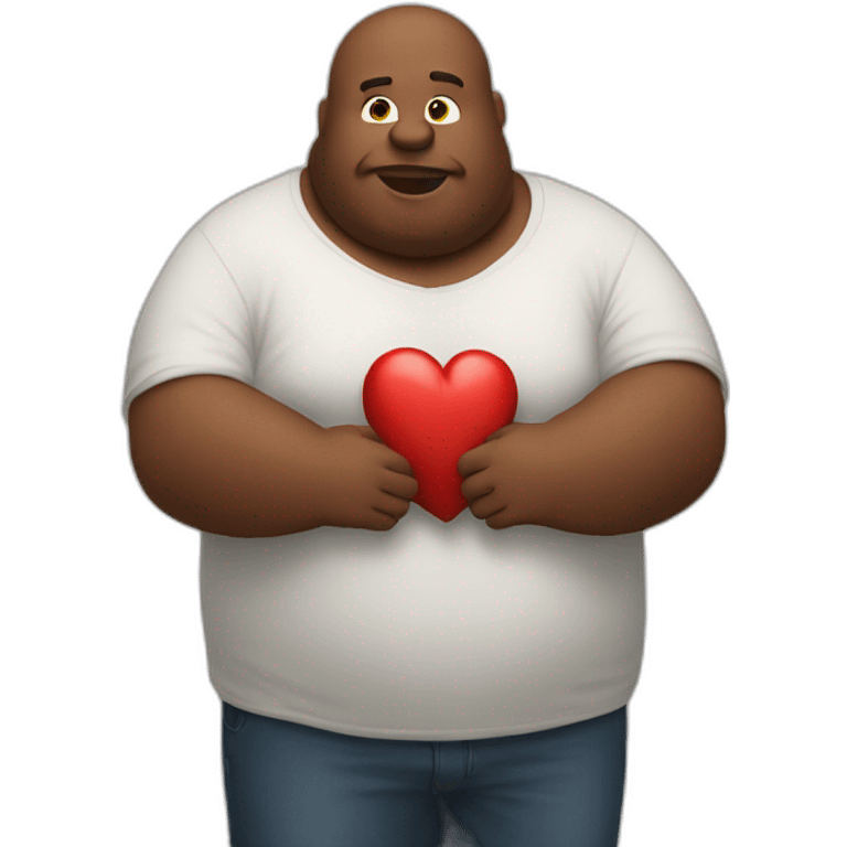 bold fat man doing heart good with hands emoji