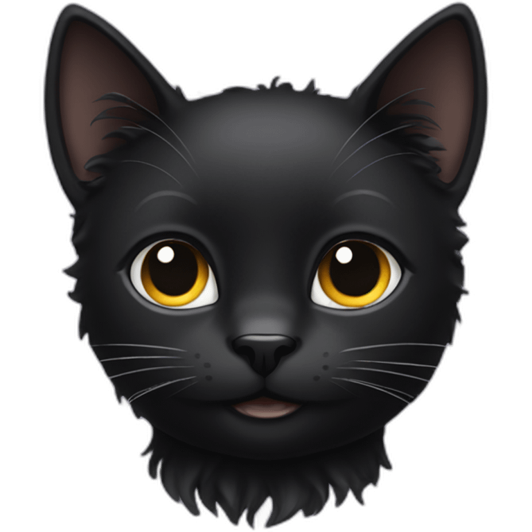 black cat with wavy hair and black eyes emoji