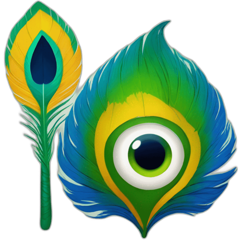 Krishna word in hindi with peacock feather  emoji