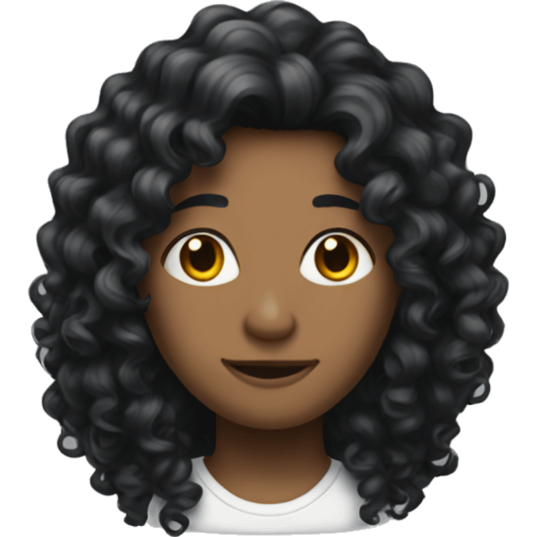 curly black long hair emoji