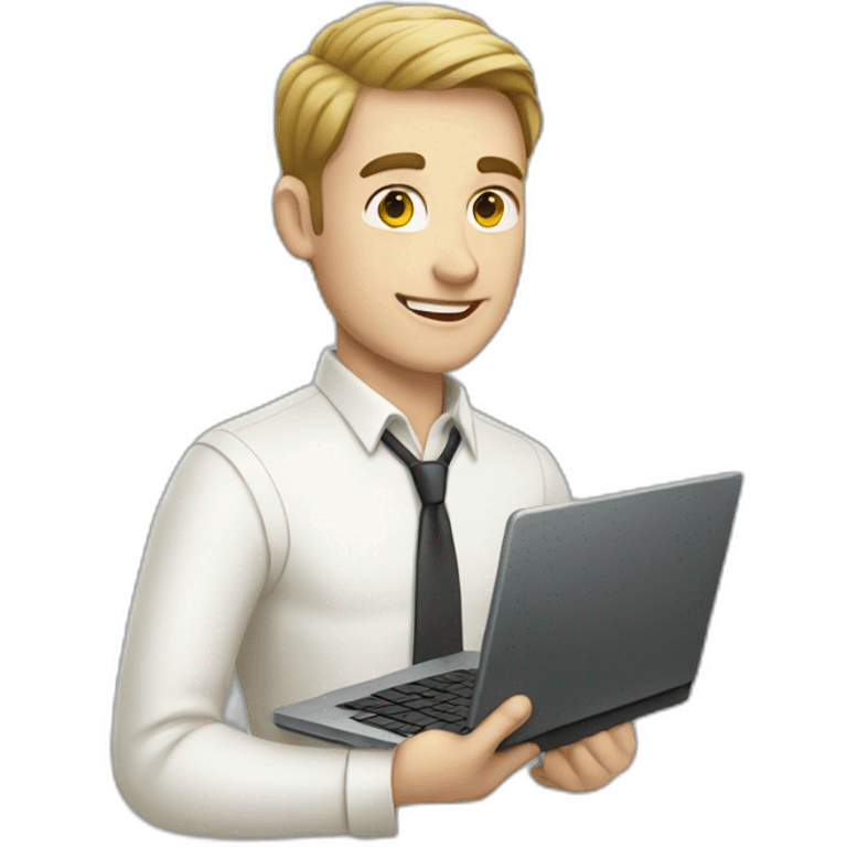 White male Python Dev holding Laptop emoji