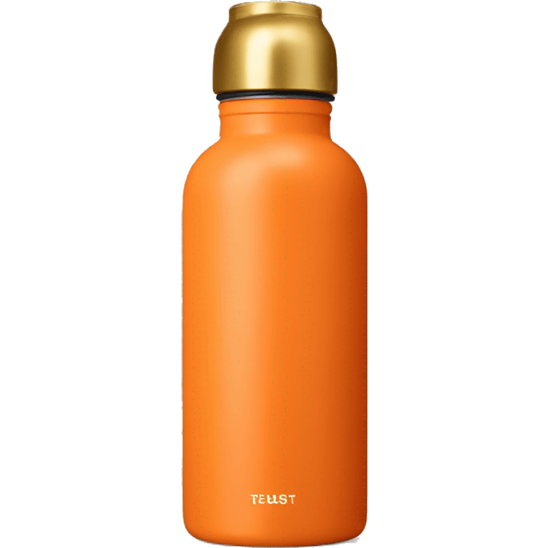 orange colored water bottle with gold matte lid  emoji