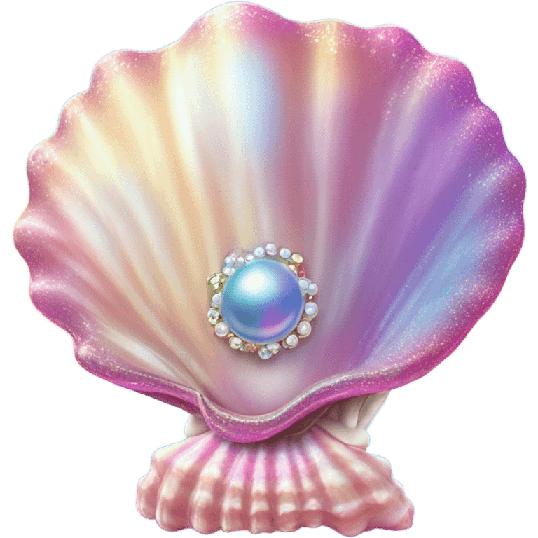 Lisa Frank sparkle sea shell with pearl ￼ emoji