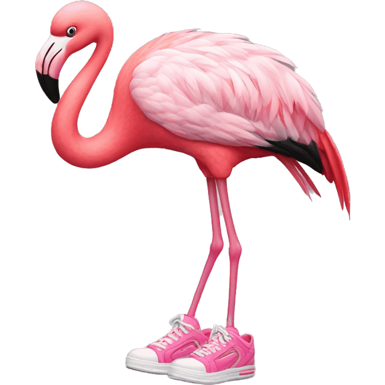 flamingo wearing sneakers emoji