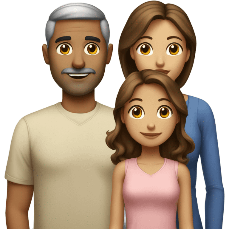 Puerto rican beard short brown hair  husband with blond long hair wife and brown long hair daughter Family  emoji