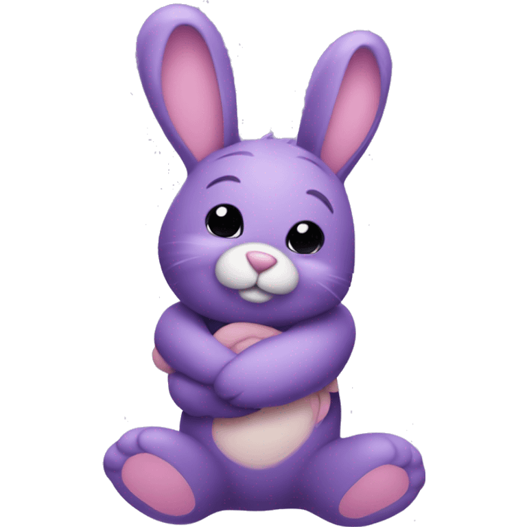 Purple bunny with floppy ears hugging a teddy bear emoji