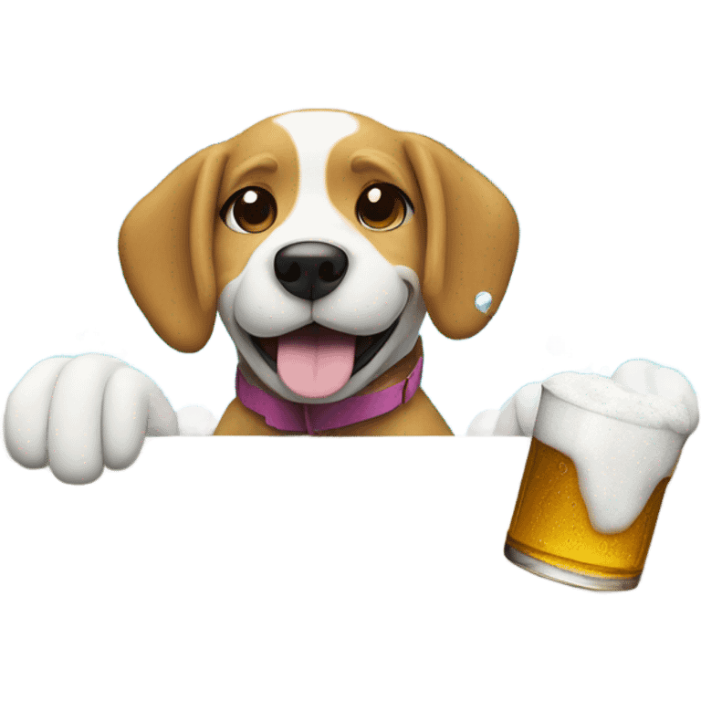 Dog swimming in a huge pool filled with beer emoji