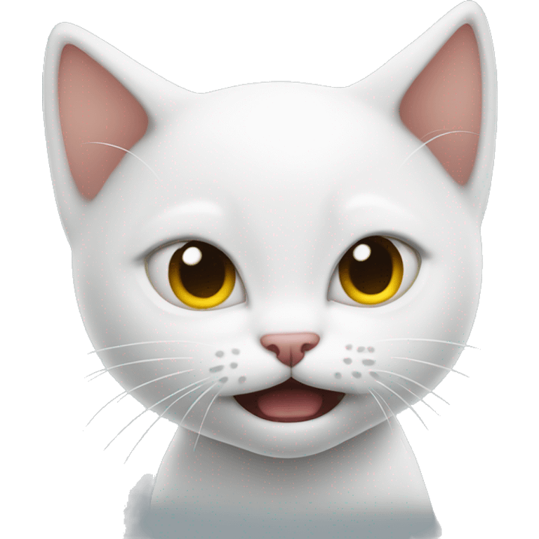 White kitten angry hissing  emoji