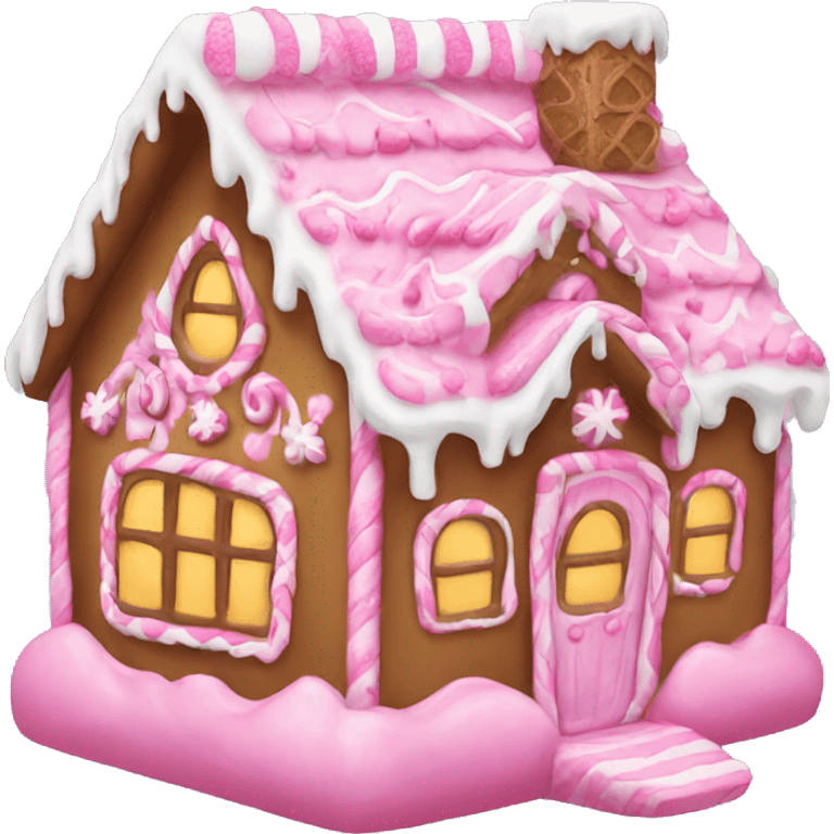 A pink gingerbread house emoji