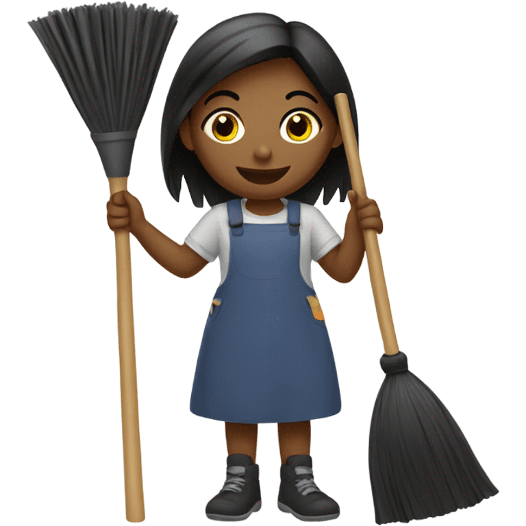 Girl with a broom emoji