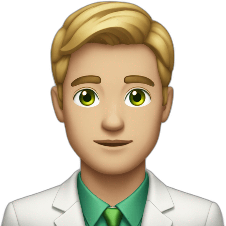 A 25-year-old man with green eyes In a classic suit emoji