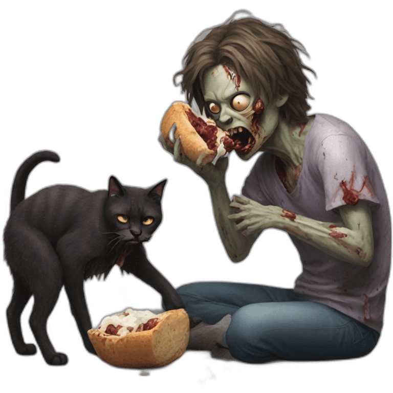 zombie eating a cat hyperrealistic emoji