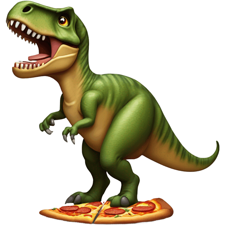 Dinasour eating pizza emoji