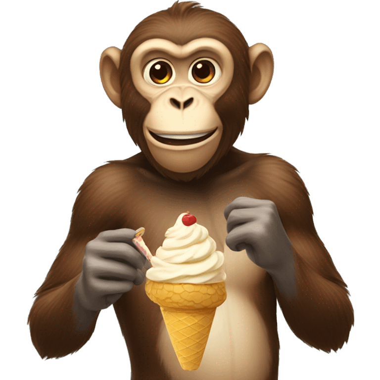 Monkey holding ice cream emoji