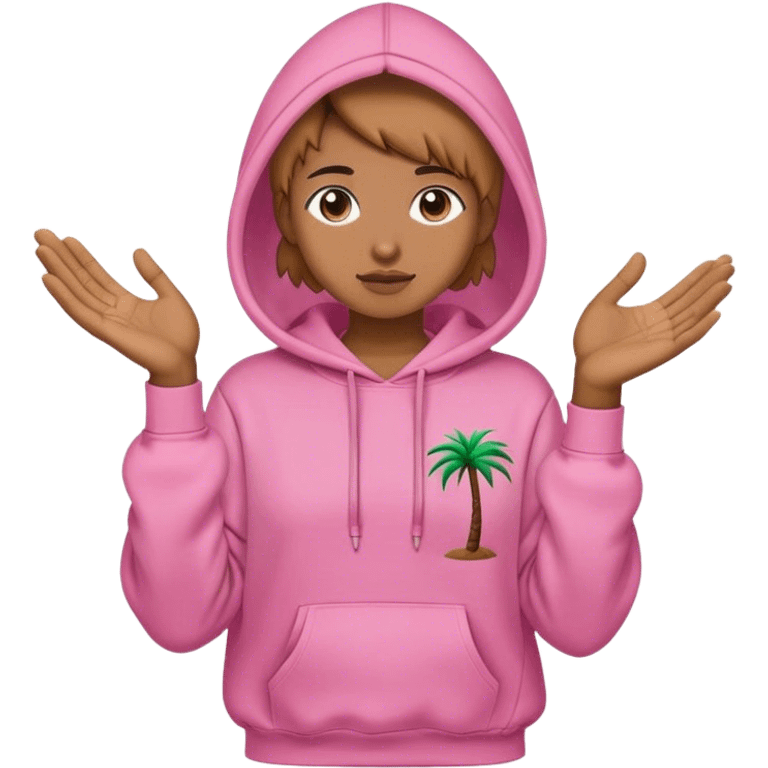 Pink palm ￼ puff hoodie ￼￼ emoji