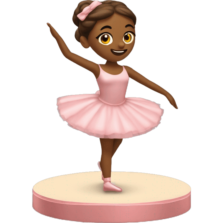 3D isometric brown skin ballerina music box emoji