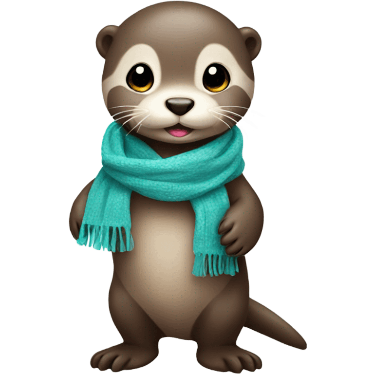 Cute baby otter. Wearing scarf. Full body.  emoji