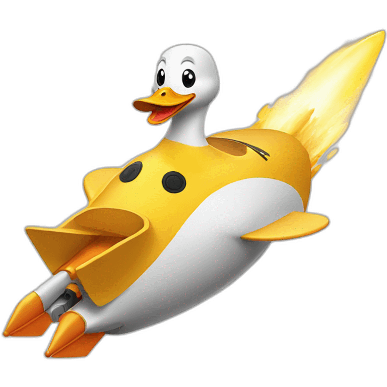 duck on rocket emoji