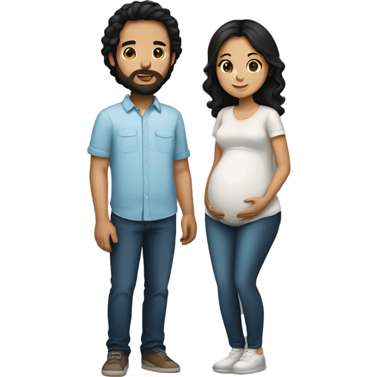 Couple pregnant Girl with Black hair Boy with Brown hair and Beard emoji