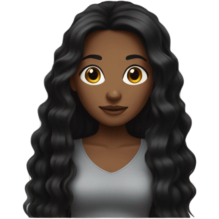 pretty black girl with long black hair  emoji